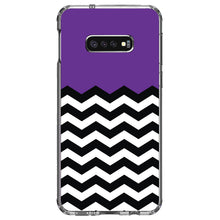 DistinctInk® Clear Shockproof Hybrid Case for Apple iPhone / Samsung Galaxy / Google Pixel - Black White Purple Chevron