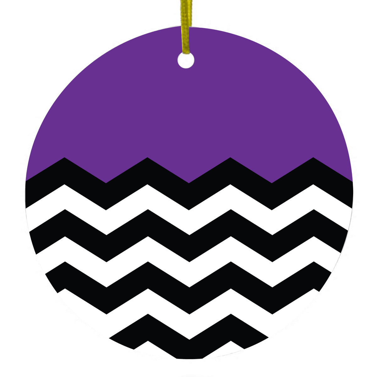 Black White Purple Chevron Ceramic Ornament