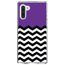 DistinctInk® Clear Shockproof Hybrid Case for Apple iPhone / Samsung Galaxy / Google Pixel - Black White Purple Chevron