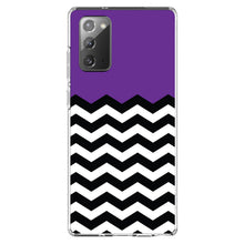 DistinctInk® Clear Shockproof Hybrid Case for Apple iPhone / Samsung Galaxy / Google Pixel - Black White Purple Chevron