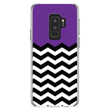 DistinctInk® Clear Shockproof Hybrid Case for Apple iPhone / Samsung Galaxy / Google Pixel - Black White Purple Chevron