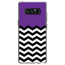DistinctInk® Clear Shockproof Hybrid Case for Apple iPhone / Samsung Galaxy / Google Pixel - Black White Purple Chevron