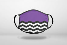 Black White Purple Chevron - 3-Ply Reusable Soft Face Mask Covering, Unisex, Cotton Inner Layer