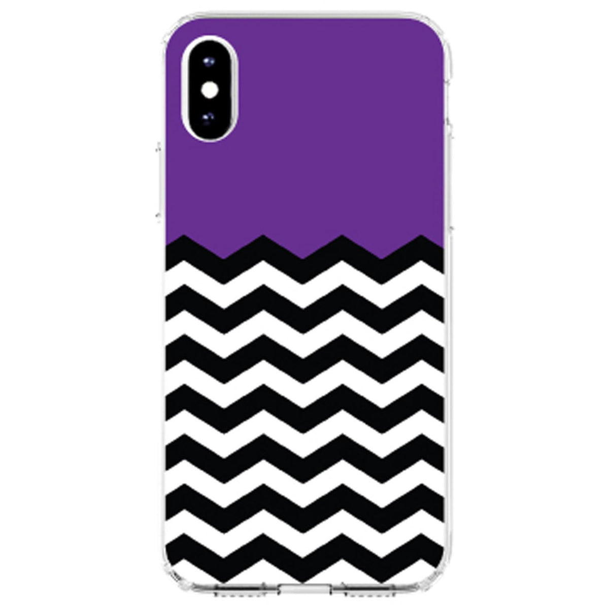 Black White Purple Chevron Clear Shockproof iPhone Case, view 4