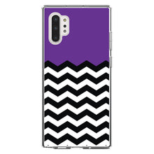 DistinctInk® Clear Shockproof Hybrid Case for Apple iPhone / Samsung Galaxy / Google Pixel - Black White Purple Chevron