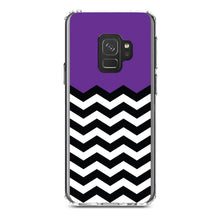 DistinctInk® Clear Shockproof Hybrid Case for Apple iPhone / Samsung Galaxy / Google Pixel - Black White Purple Chevron