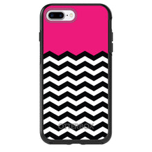 DistinctInk™ OtterBox Symmetry Series Case for Apple iPhone / Samsung Galaxy / Google Pixel - Black White Hot Pink Chevron