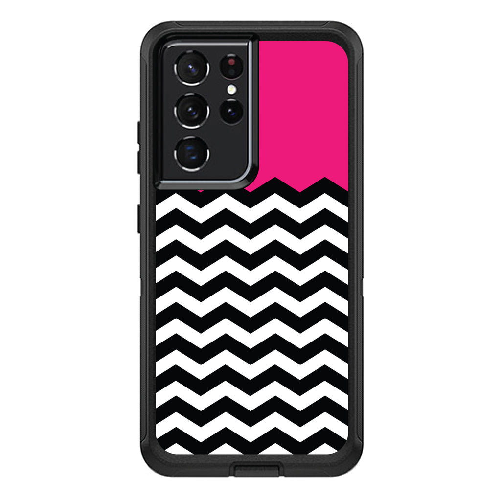 Black White Hot Pink Chevron OtterBox Defender Case for iPhone & Galaxy, view 7