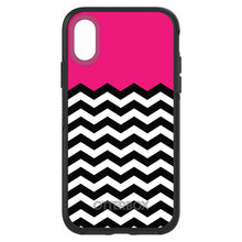DistinctInk™ OtterBox Symmetry Series Case for Apple iPhone / Samsung Galaxy / Google Pixel - Black White Hot Pink Chevron