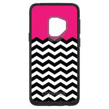 DistinctInk™ OtterBox Symmetry Series Case for Apple iPhone / Samsung Galaxy / Google Pixel - Black White Hot Pink Chevron