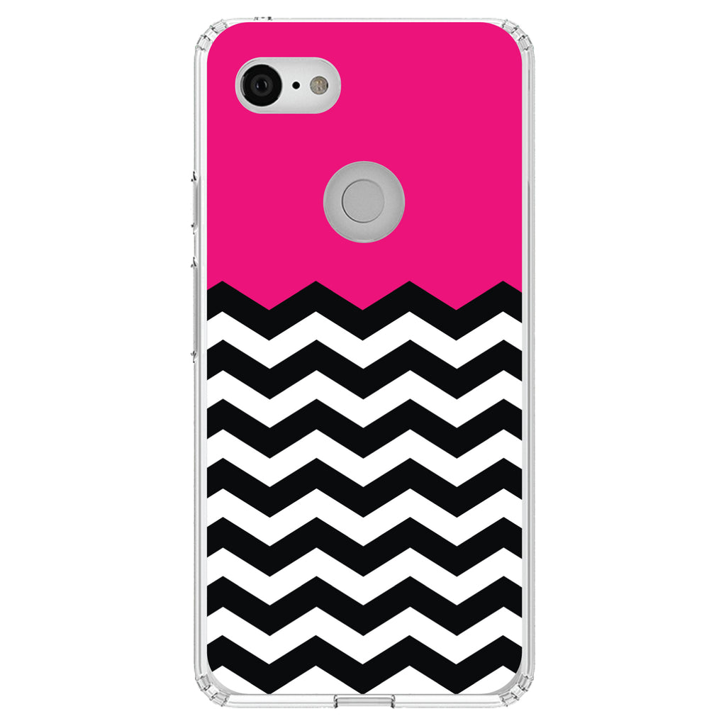 Black White Hot Pink Chevron Clear Shockproof iPhone Case, view 21