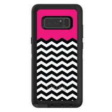 DistinctInk™ OtterBox Defender Series Case for Apple iPhone / Samsung Galaxy / Google Pixel - Black White Hot Pink Chevron