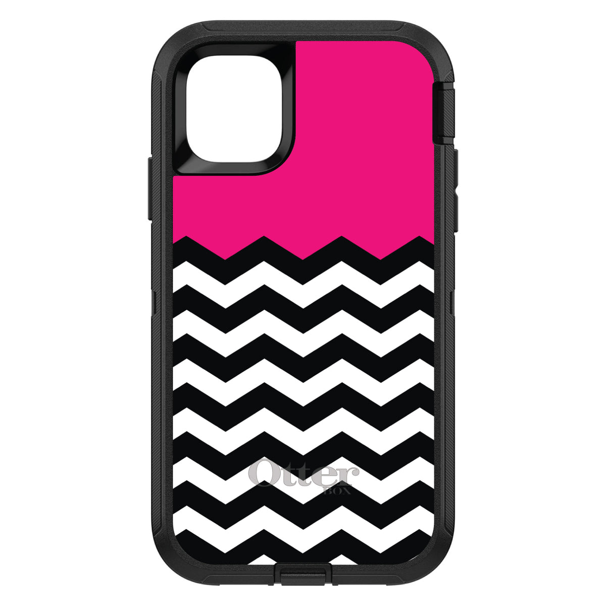 Black White Hot Pink Chevron OtterBox Defender Case for iPhone & Galaxy, view 2