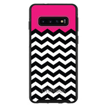 DistinctInk™ OtterBox Symmetry Series Case for Apple iPhone / Samsung Galaxy / Google Pixel - Black White Hot Pink Chevron