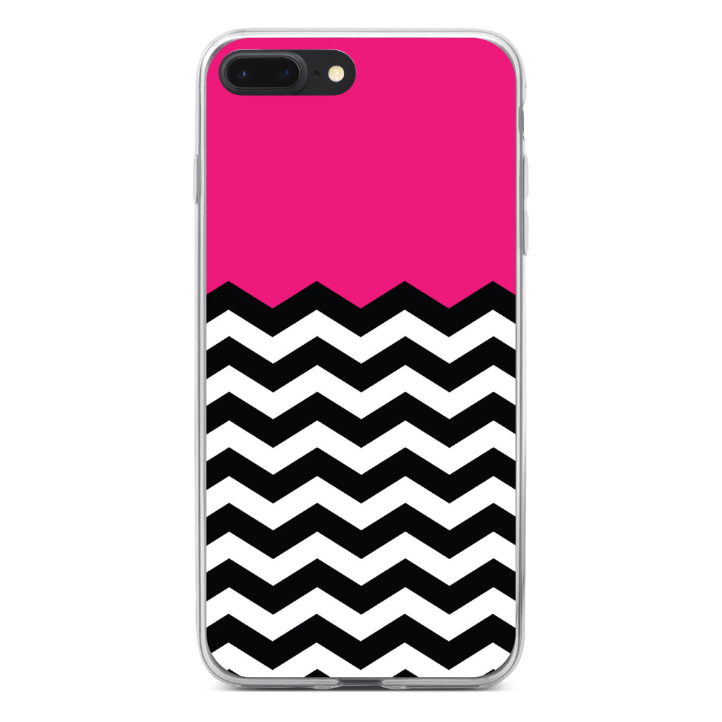 Black White Hot Pink Chevron Clear Shockproof iPhone Case, view 6