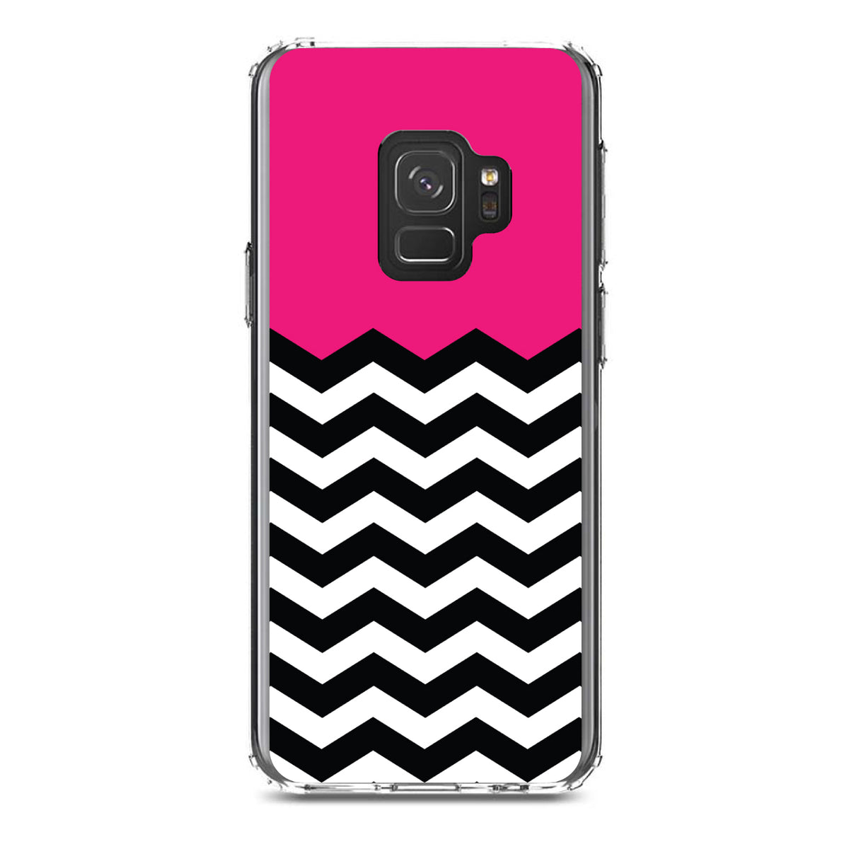 Black White Hot Pink Chevron Clear Shockproof iPhone Case, view 19