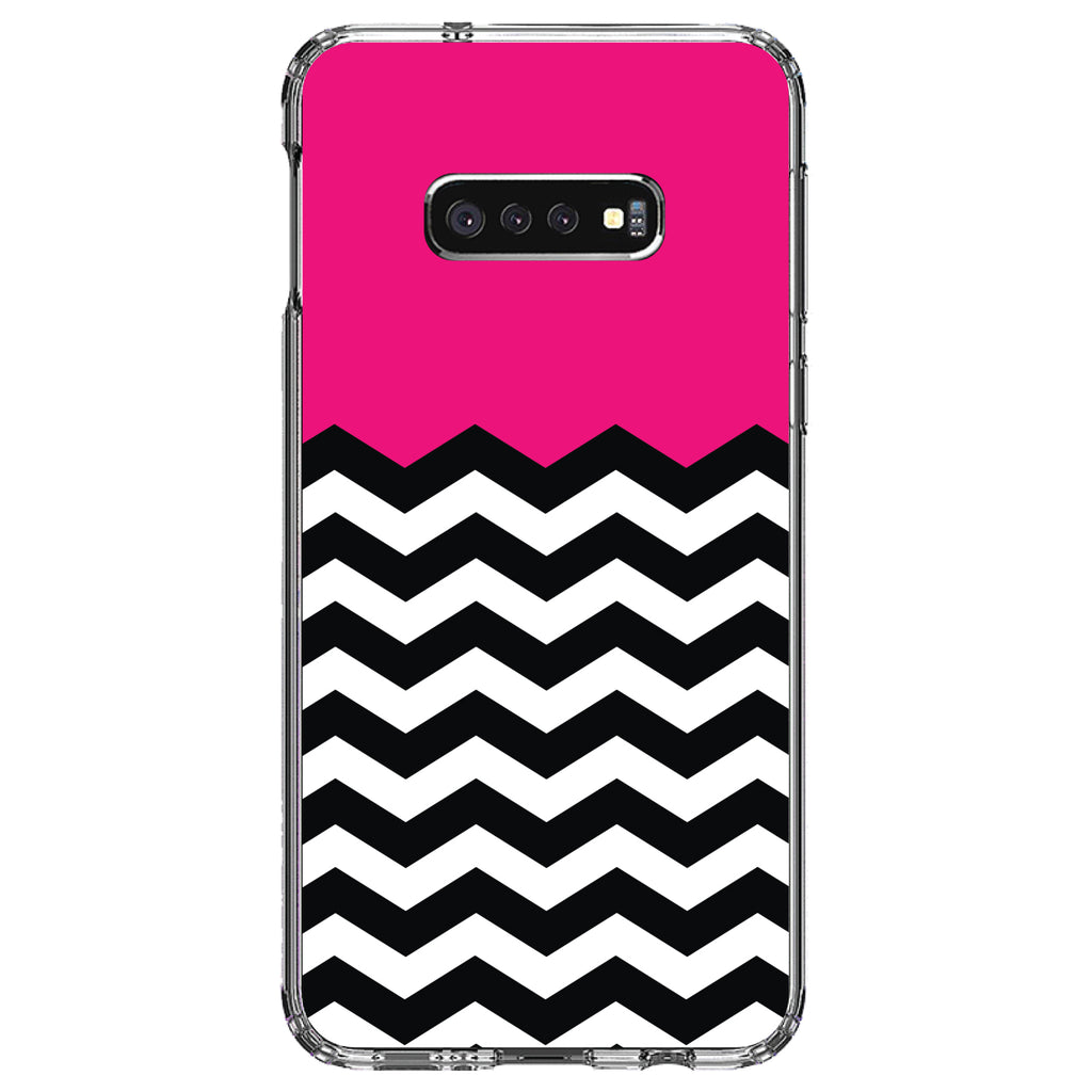 Black White Hot Pink Chevron Clear Shockproof iPhone Case, view 18
