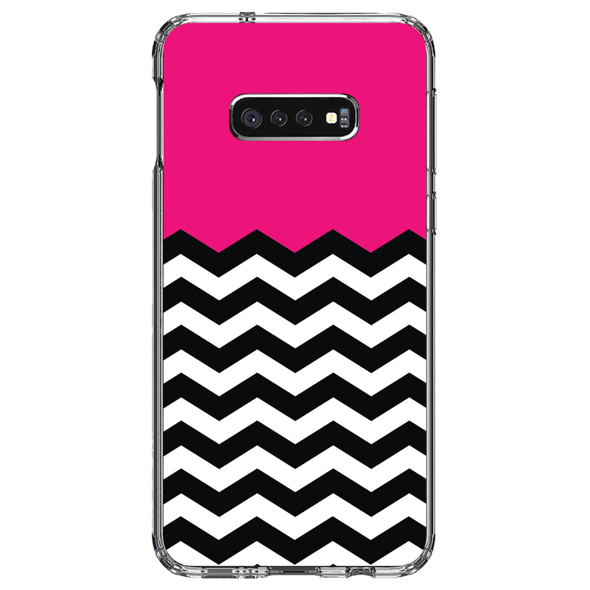 Black White Hot Pink Chevron Clear Shockproof iPhone Case, view 18