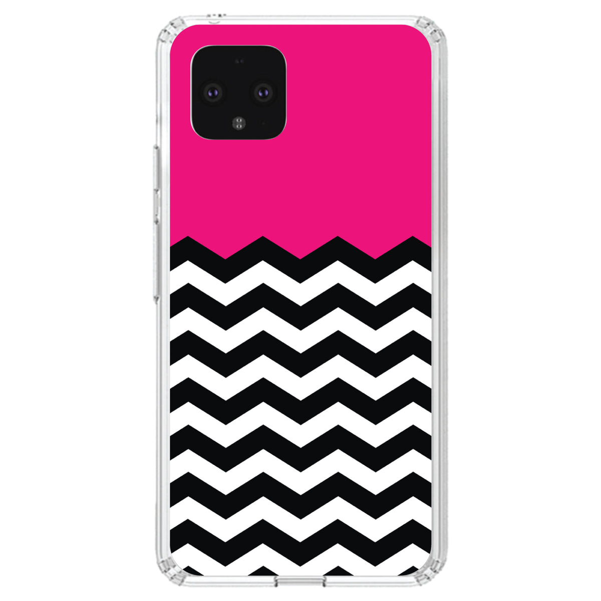 Black White Hot Pink Chevron Clear Shockproof iPhone Case, view 23