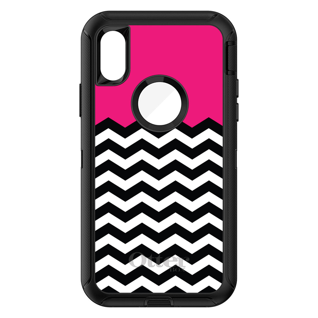 Black White Hot Pink Chevron OtterBox Defender Case for iPhone & Galaxy, view 3