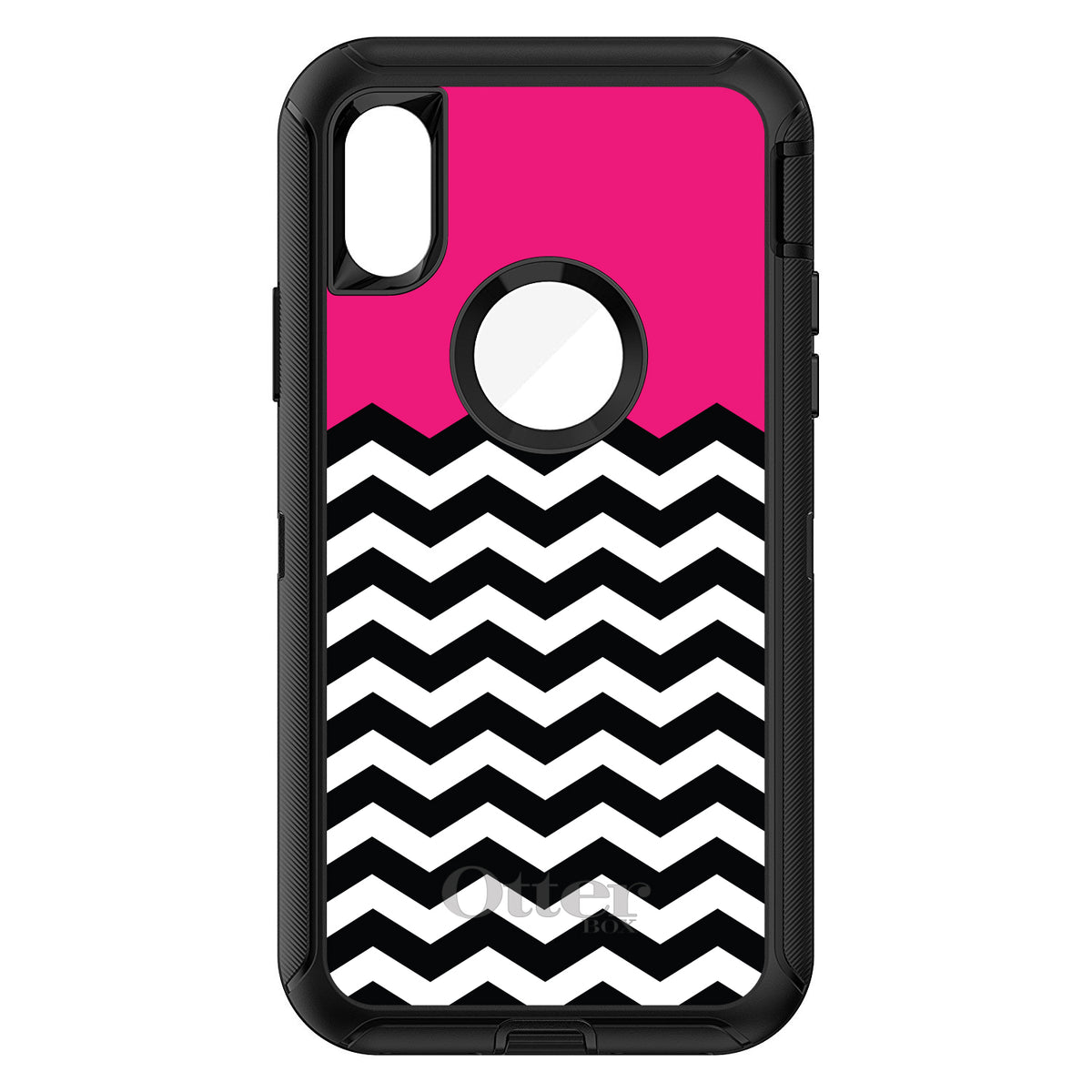 Black White Hot Pink Chevron OtterBox Defender Case for iPhone & Galaxy, view 3