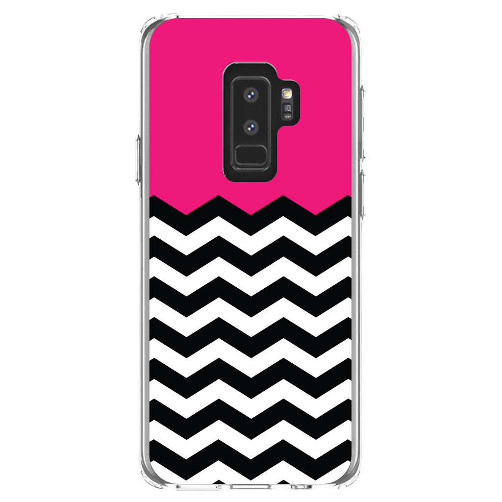 Black White Hot Pink Chevron Clear Shockproof iPhone Case, view 20
