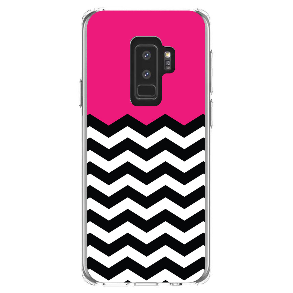 Black White Hot Pink Chevron Clear Shockproof iPhone Case, view 20