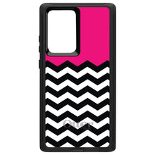 DistinctInk™ OtterBox Defender Series Case for Apple iPhone / Samsung Galaxy / Google Pixel - Black White Hot Pink Chevron