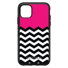 DistinctInk™ OtterBox Symmetry Series Case for Apple iPhone / Samsung Galaxy / Google Pixel - Black White Hot Pink Chevron