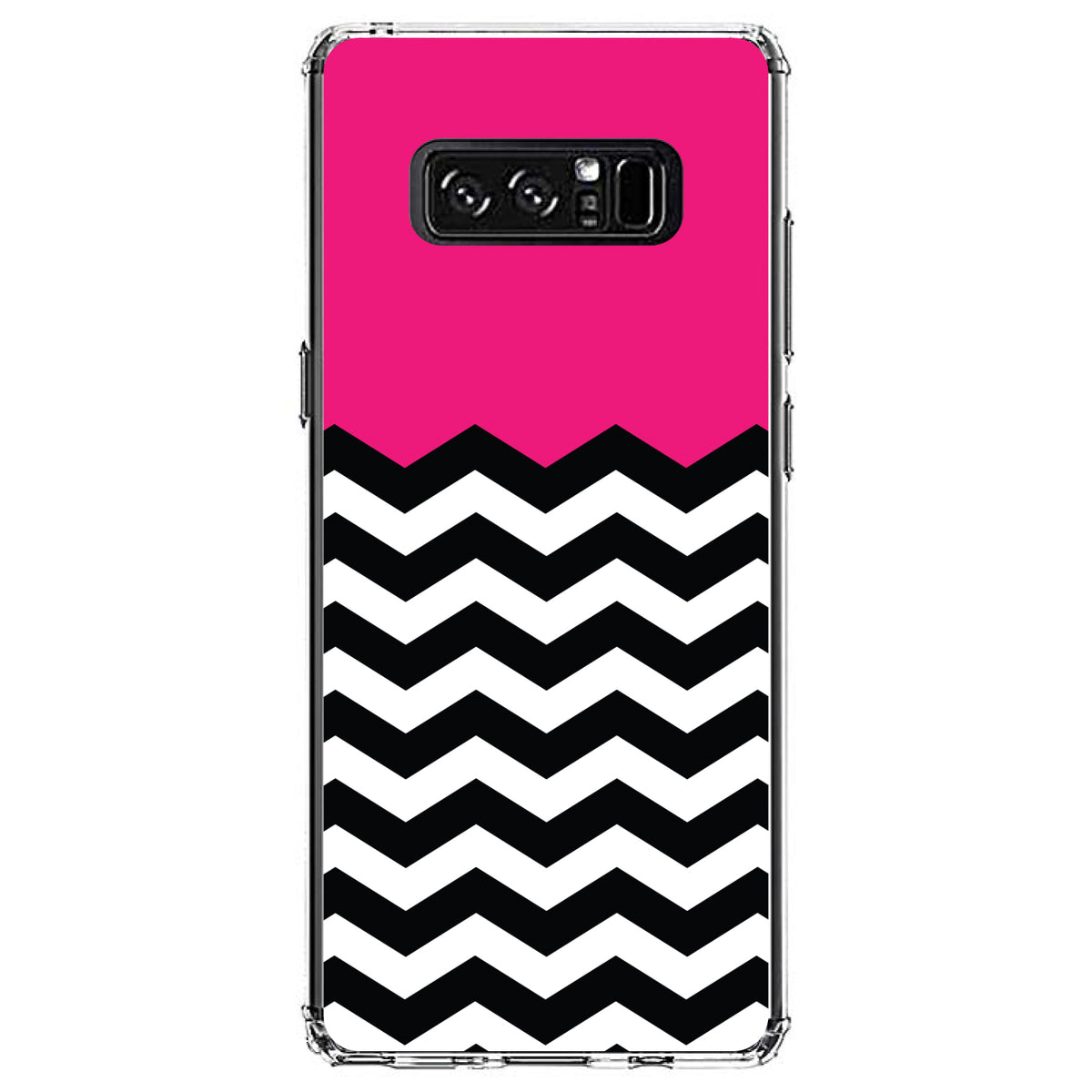 Black White Hot Pink Chevron Clear Shockproof iPhone Case, view 12