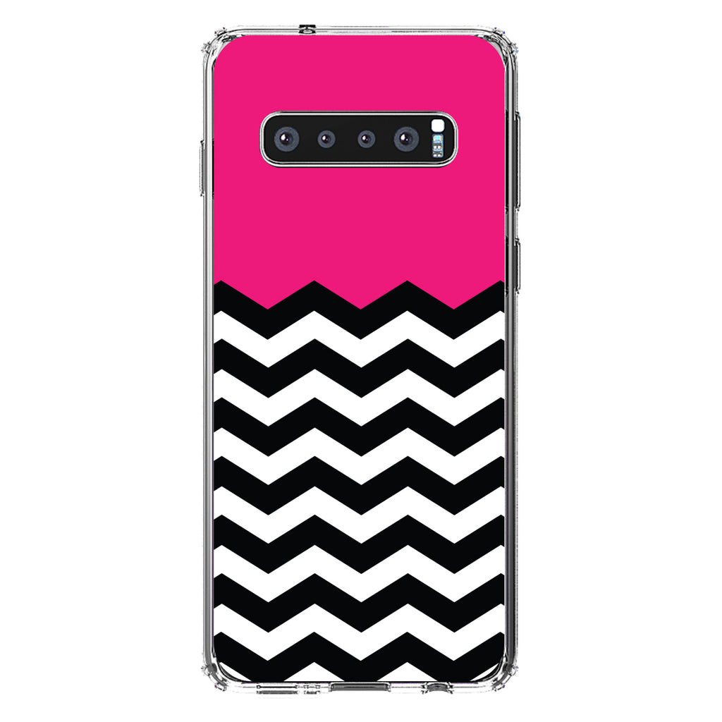 Black White Hot Pink Chevron Clear Shockproof iPhone Case, view 16