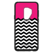 DistinctInk™ OtterBox Symmetry Series Case for Apple iPhone / Samsung Galaxy / Google Pixel - Black White Hot Pink Chevron