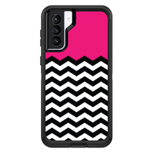 DistinctInk™ OtterBox Defender Series Case for Apple iPhone / Samsung Galaxy / Google Pixel - Black White Hot Pink Chevron