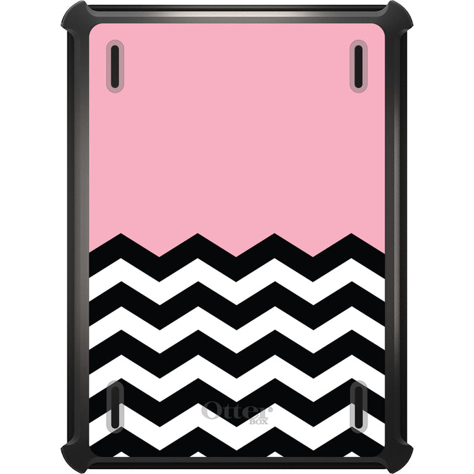 DistinctInk™ OtterBox Defender Series Case for Apple iPad / iPad Pro / iPad Air / iPad Mini - Black White Pink Chevron