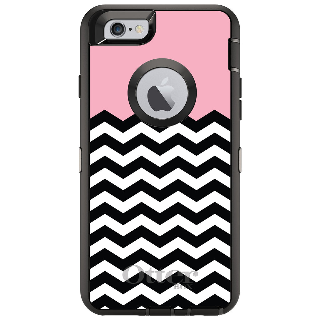 Black White Pink Chevron OtterBox Defender Case for iPhone & Galaxy, view 4