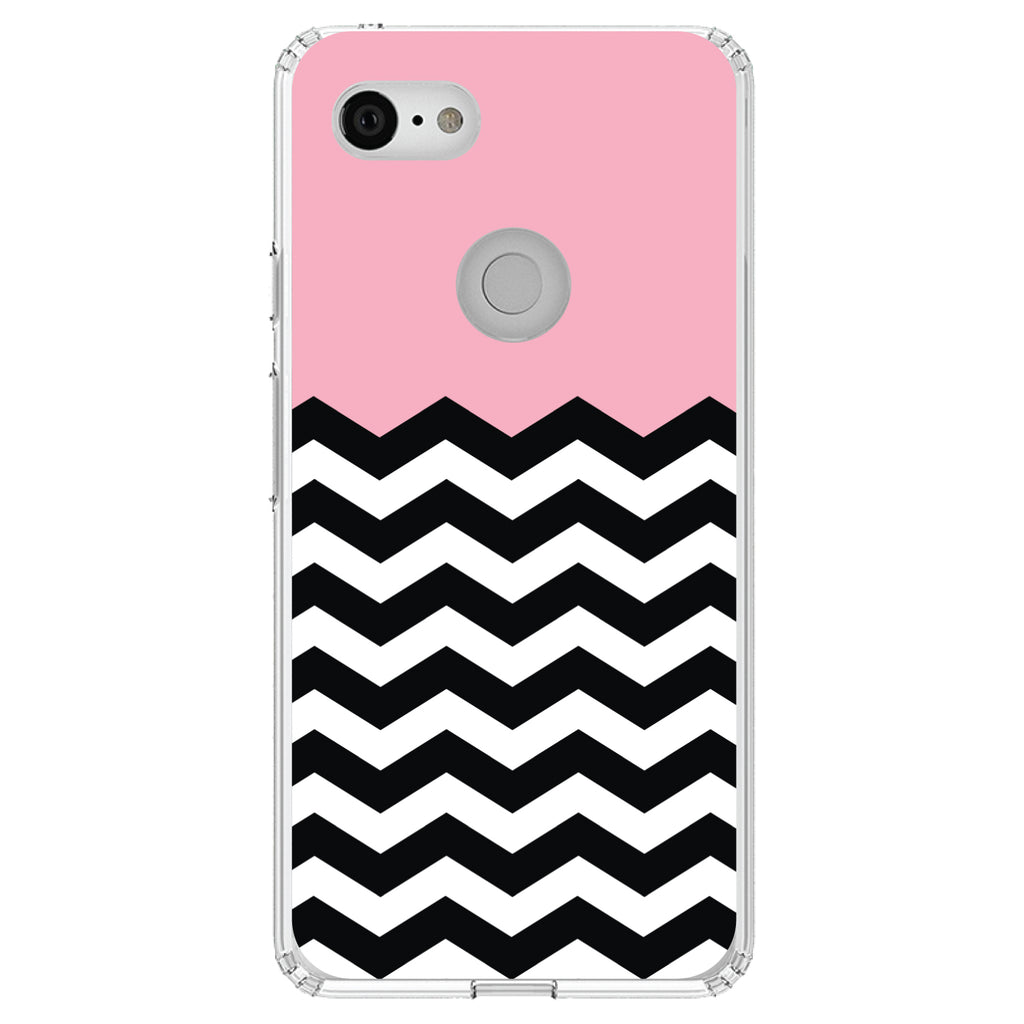 Black White Pink Chevron Clear Shockproof iPhone Case, view 21