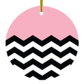 Black White Pink Chevron Ceramic Ornament