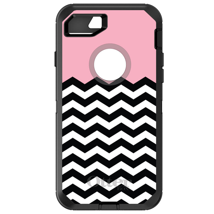 DistinctInk™ OtterBox Defender Series Case for Apple iPhone / Samsung Galaxy / Google Pixel - Black White Pink Chevron