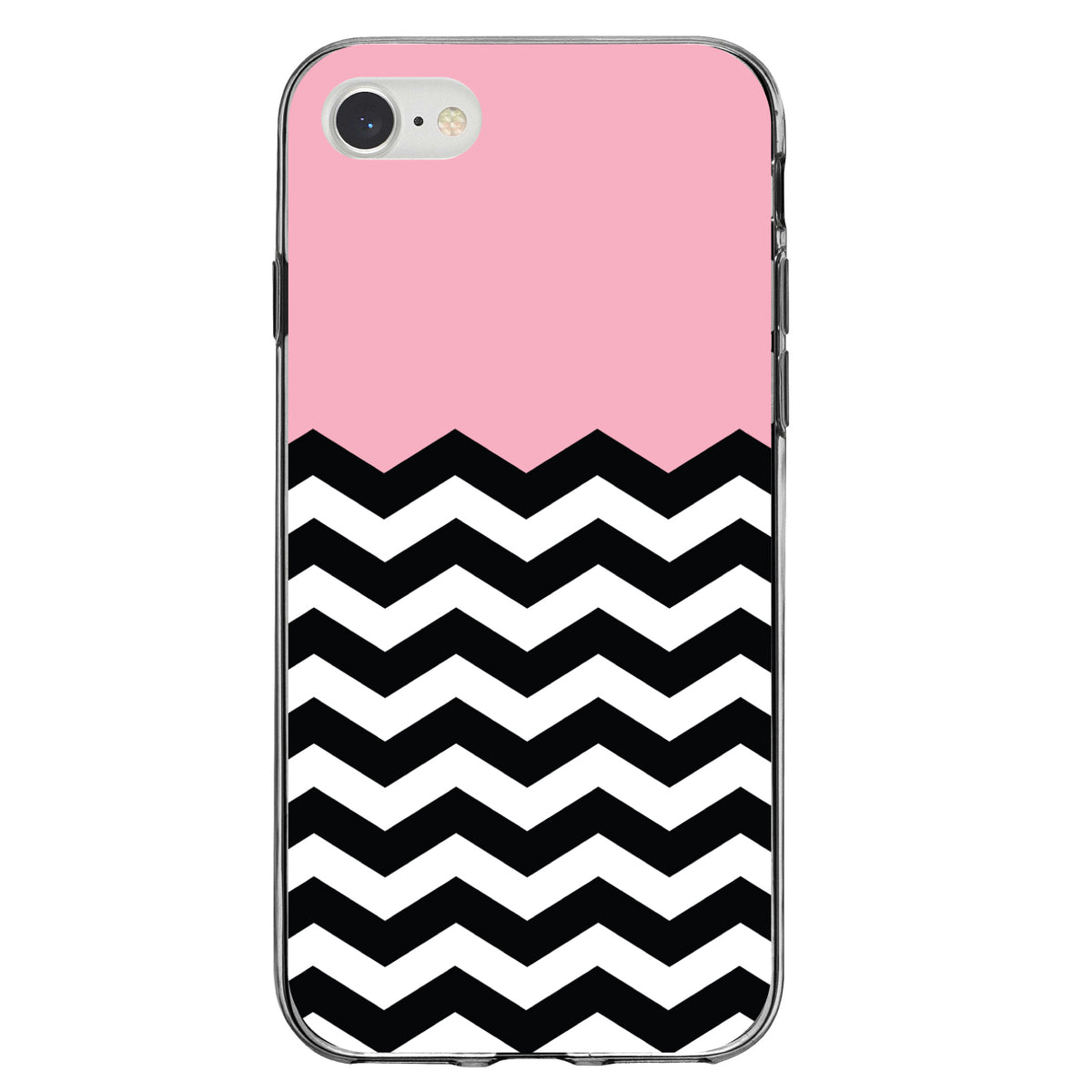 Black White Pink Chevron Clear Shockproof iPhone Case, view 5