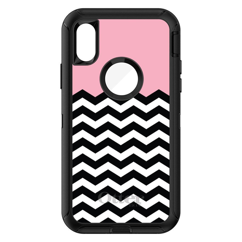 Black White Pink Chevron OtterBox Defender Case for iPhone & Galaxy, view 3