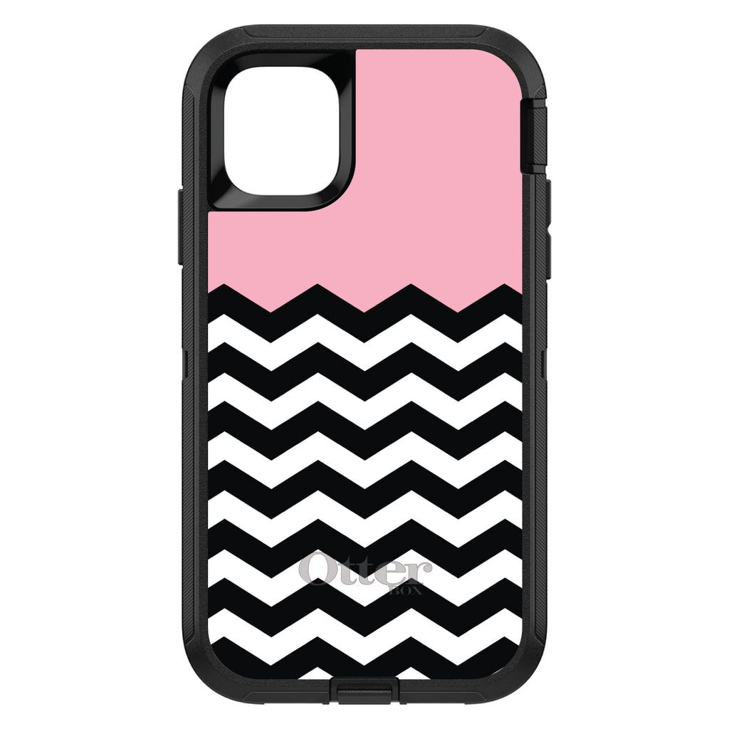 Black White Pink Chevron OtterBox Defender Case for iPhone & Galaxy, view 2