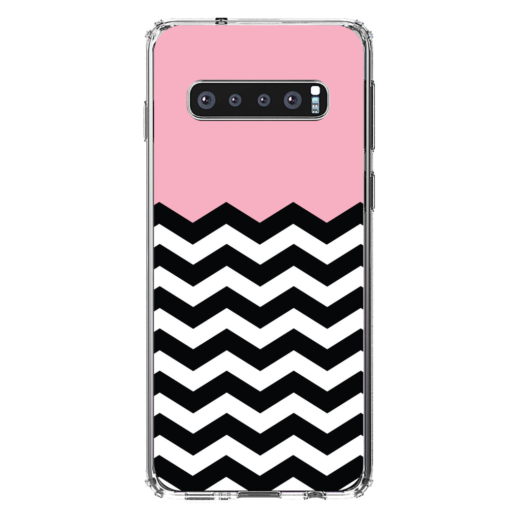 Black White Pink Chevron Clear Shockproof iPhone Case, view 16