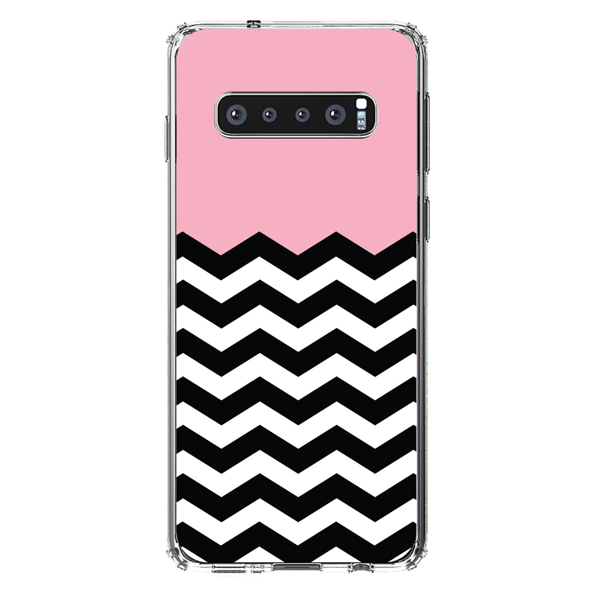 Black White Pink Chevron Clear Shockproof iPhone Case, view 16