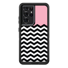 DistinctInk™ OtterBox Defender Series Case for Apple iPhone / Samsung Galaxy / Google Pixel - Black White Pink Chevron