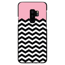 DistinctInk® Hard Plastic Snap-On Case for Apple iPhone or Samsung Galaxy - Black White Pink Chevron