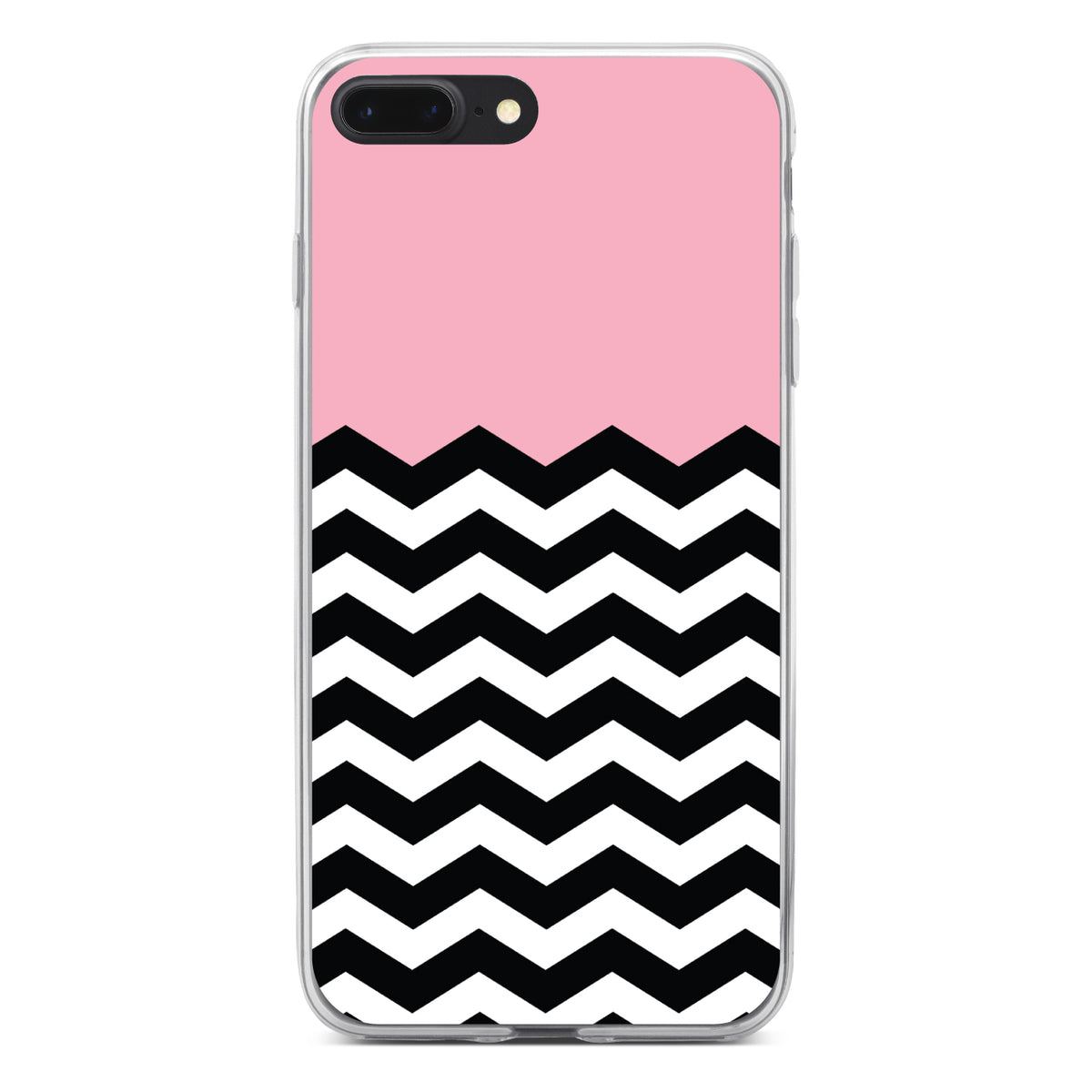 Black White Pink Chevron Clear Shockproof iPhone Case, view 6