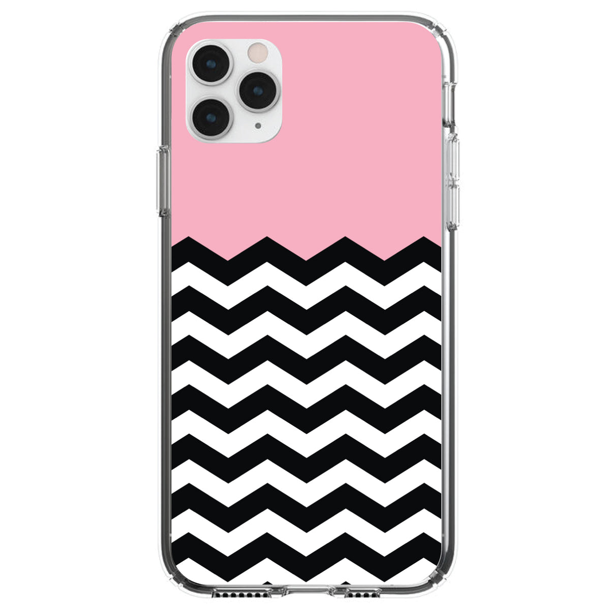 Black White Pink Chevron Clear Shockproof iPhone Case