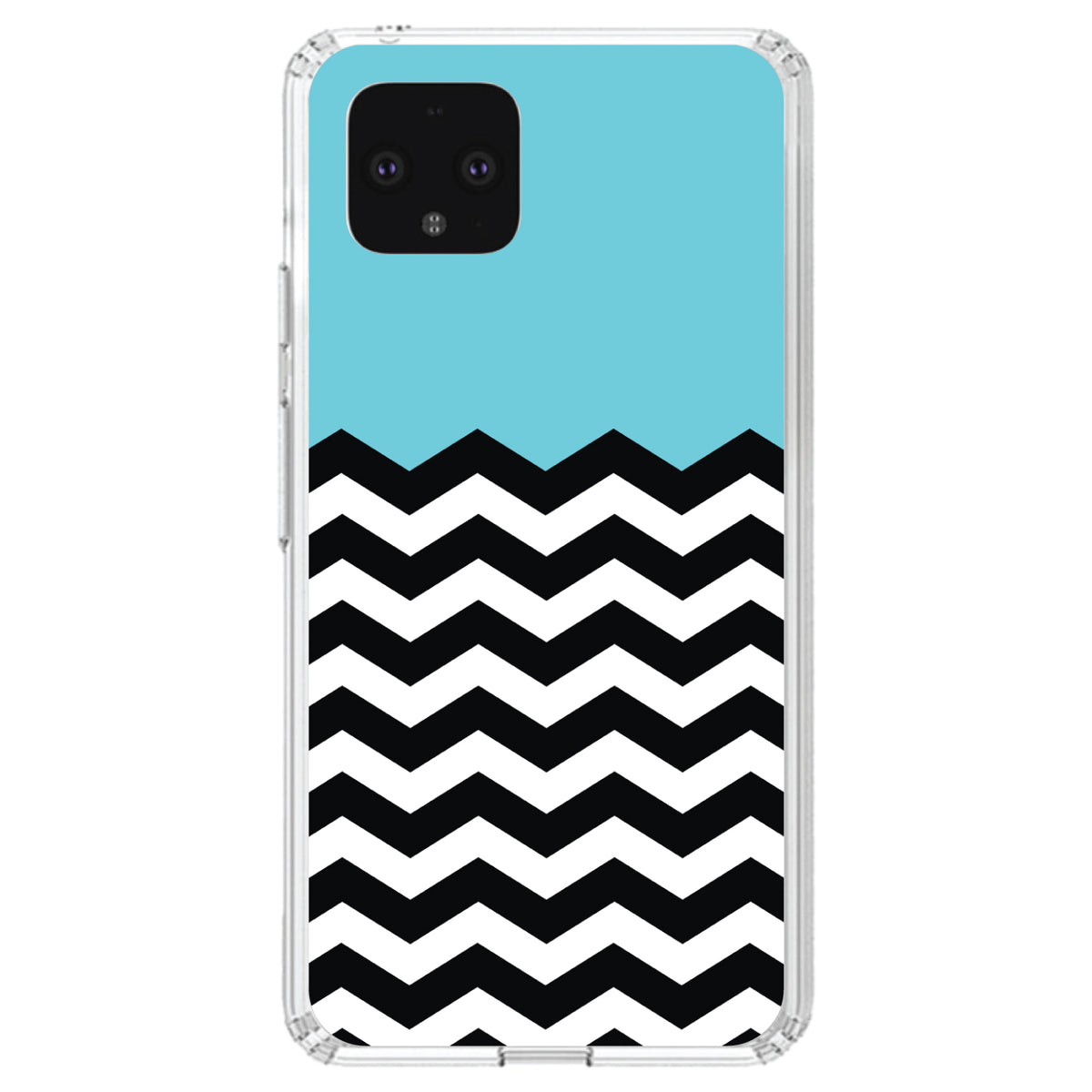 Black White Blue Chevron Clear Shockproof iPhone Case, view 24