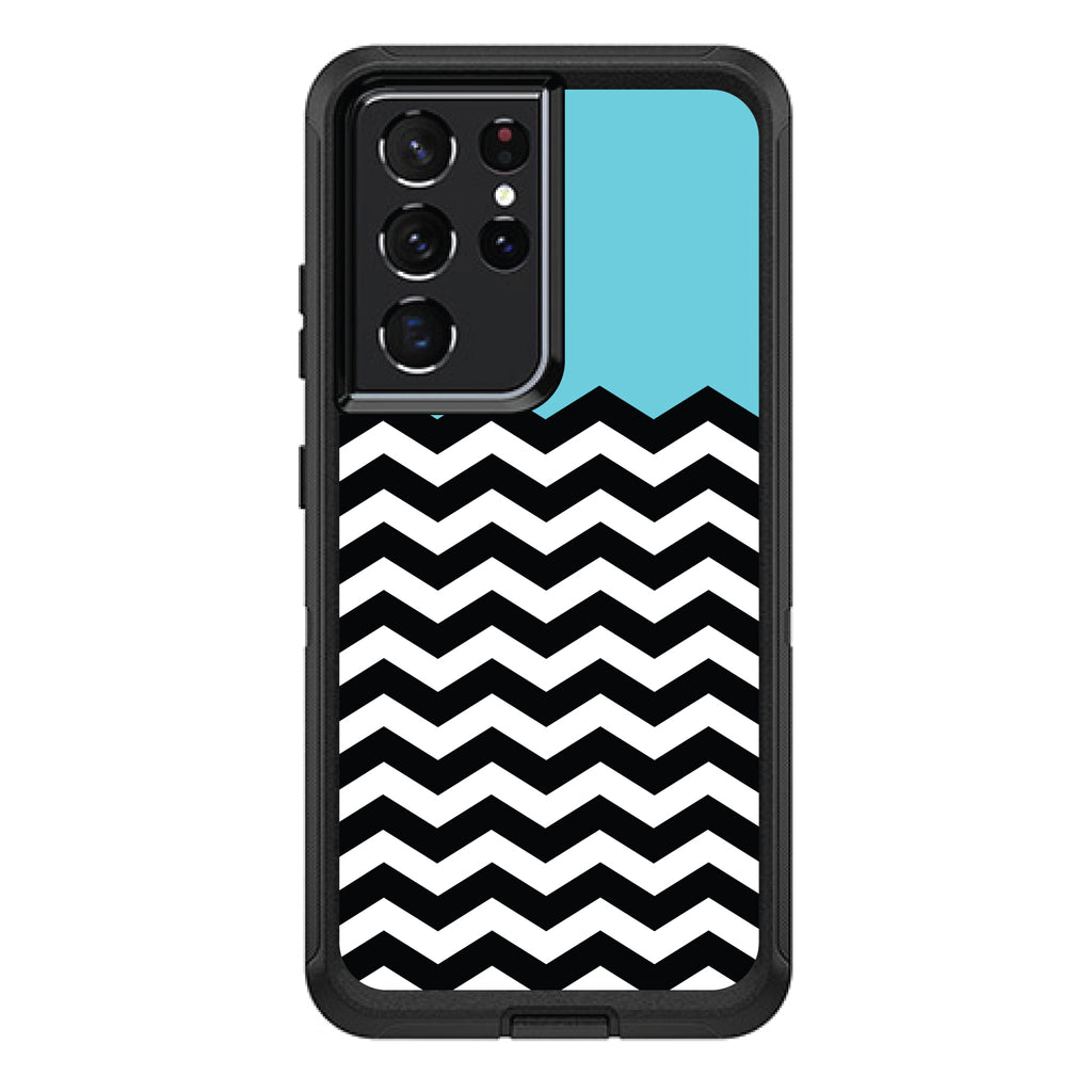 Black White Blue Chevron OtterBox Defender Case for iPhone & Galaxy, view 7