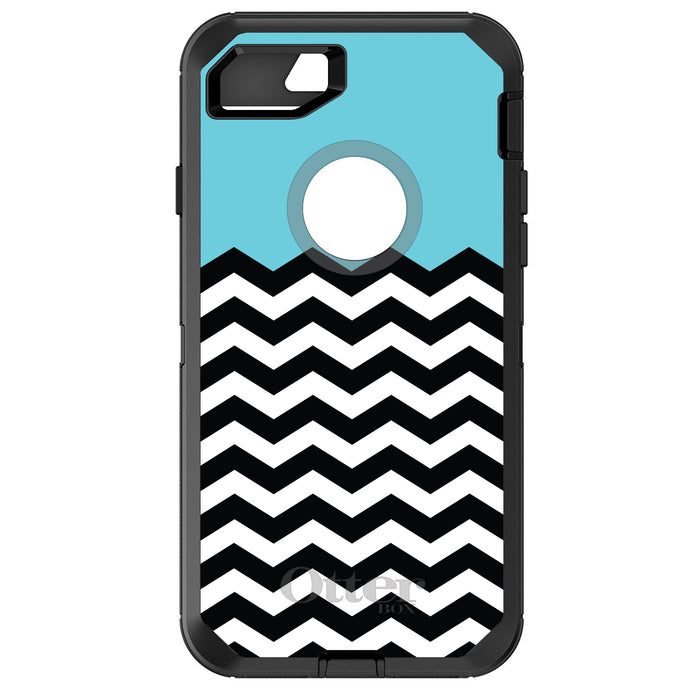 DistinctInk™ OtterBox Defender Series Case for Apple iPhone / Samsung Galaxy / Google Pixel - Black White Blue Chevron
